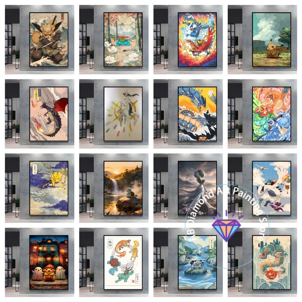 

Japanese Classic Anime Pokemon Pikachu Square Round AB Diamond Painting Kit 5D DIY Handmade Art Gift Crafts Home Decor Gift