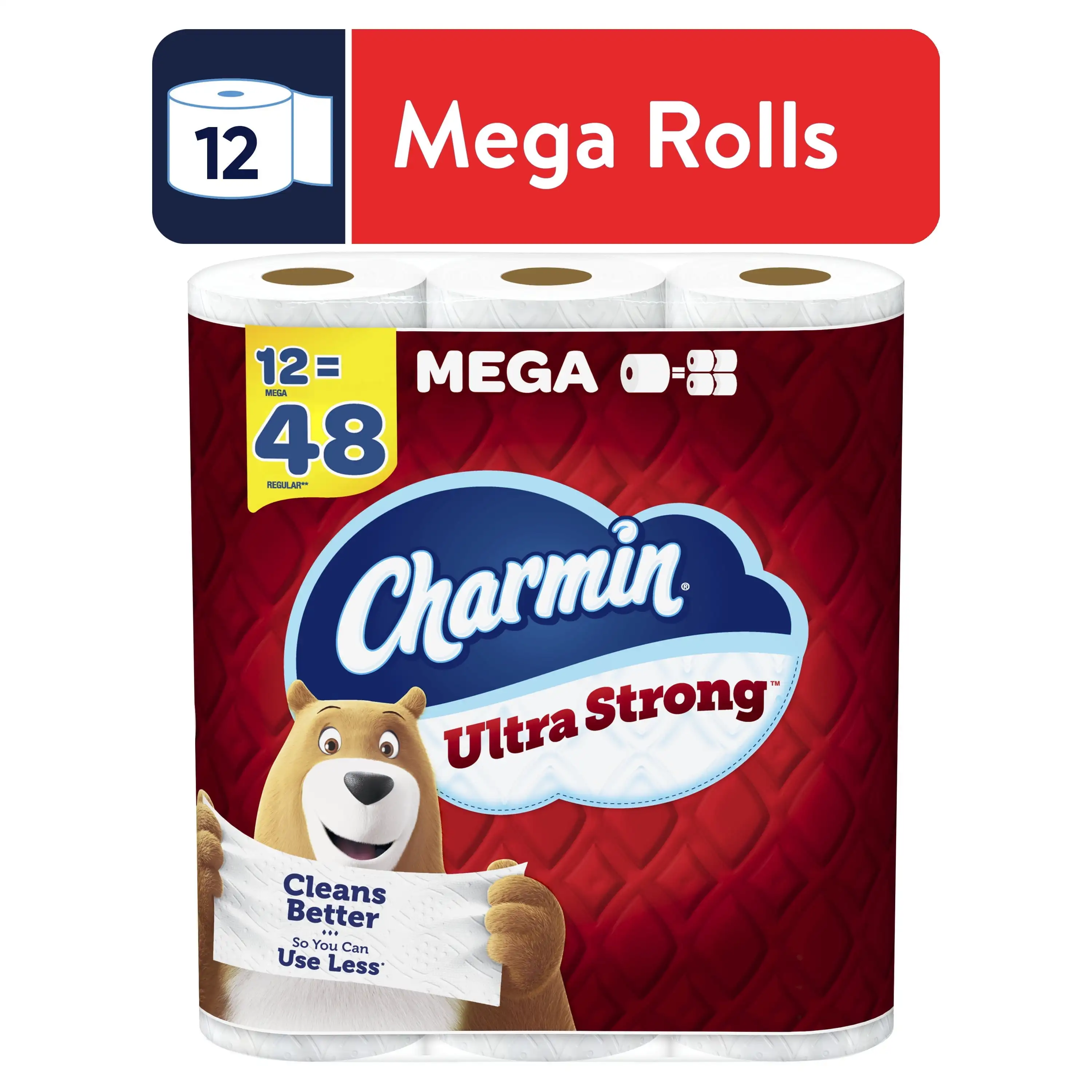 Ultra Strong Toilet Paper 12 Mega Rolls, 242 Sheets Per Roll