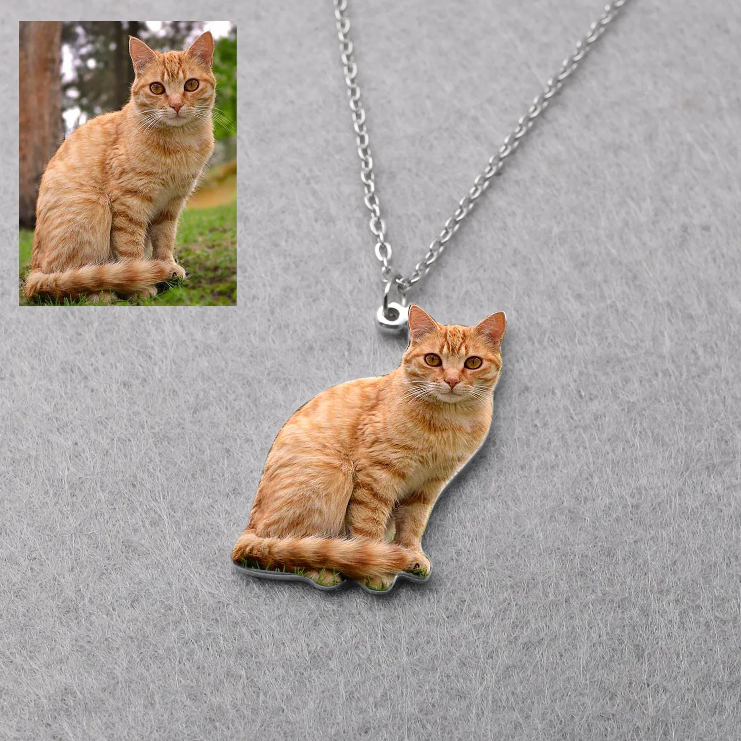 Personalizado Pet Picture Necklace, Retrato personalizado, Your Pets Photo, Gato, Pet Memorial Jewelry, Dog Lover Gift