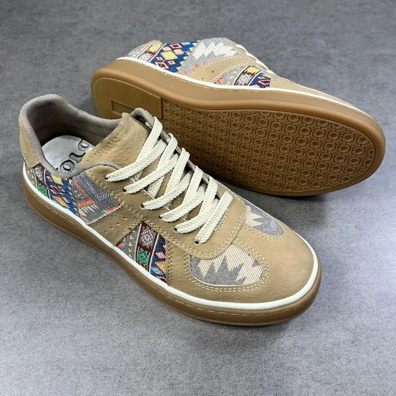 

2026 new lightweight men's shoes, tribal style printed breathable retro German training shoes, daily casual board shoes