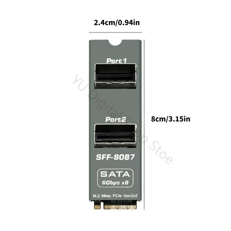 96BA Media Library Array-Erweiterungskarte, M-Key-PCIe-Speicherplatine mit zwei SFF-8087-Ausgängen für acht Laufwerke Routing – Detail 6