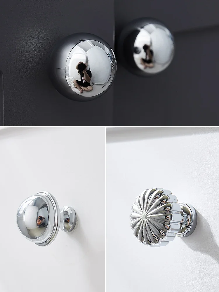 Modern French Style Solid Brass Cabinet Pull Silver Wardrobe Cabinet Drawer Knob Handle Minimalist Kitchen Hardware Decoration