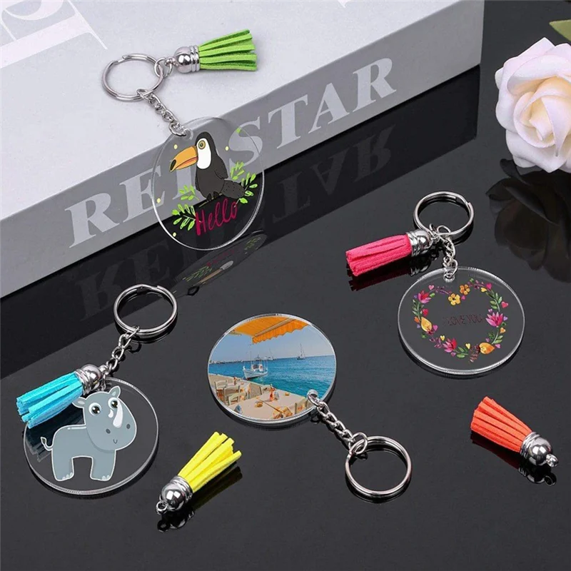 A88E-Acrylic Keychain Blank Set 3 Inch 2.5 Inch 2 Inch Round Clear Arylic Blanks For DIY Keychain Craft