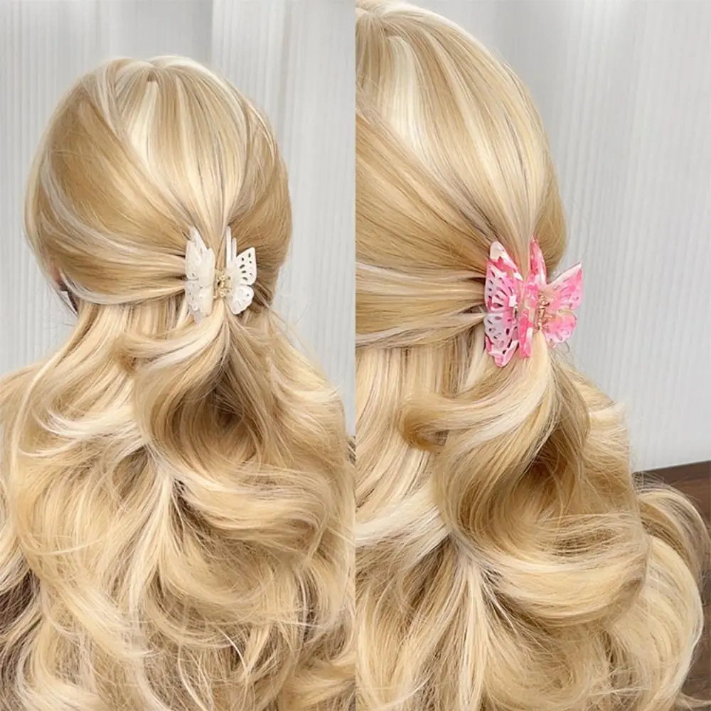 

Полый коготь для волос-бабочки, головной убор во французском стиле, ацетатный коготь для волос, аксессуары для волос, держатель для хвоста, зажим в виде акулы-бабочки для девочек