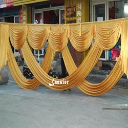 3M/6M Length Wedding Backdrop Party Decoration Ice Silk Fabric Drapery Gold Swag Stage Background Drape Curtain Backdrop Swags
