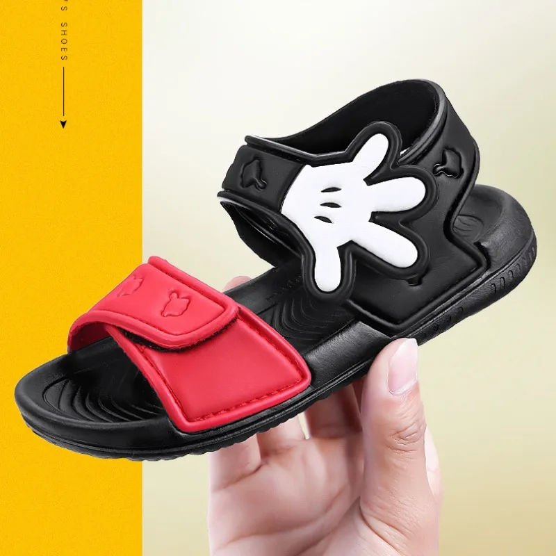 Disney Mickey Mouse Sandals Slippers Cartoon Anime Summer Kids Baby Soft Non-slip Sandals Boys Girls Beach Outdoor Casual Shoes