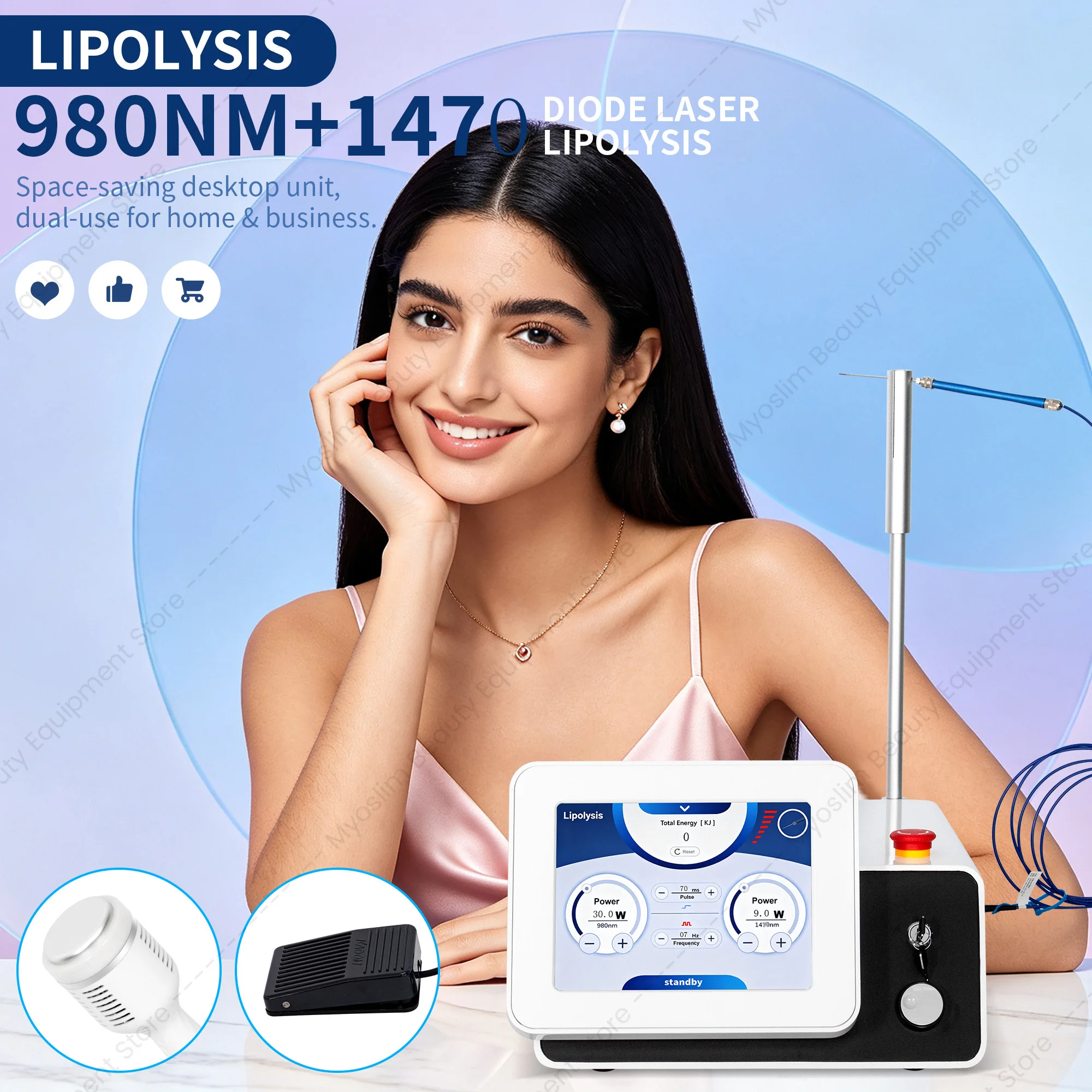 Multifunctional Dual Wavelength Fiber  980nm 1470nm Machine MYOSLIM Face Lift Body Shaping Skin Renew Beauty Salon Device