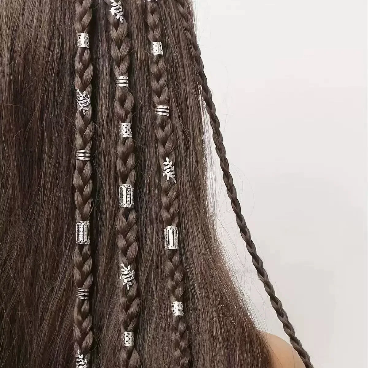 40Pcs Hair Ring Braid Dreadlocks Hole Micro Beads Adjustable Cuff Clip Hip Hop Hair Braid Styling Small Silver Gold Plated