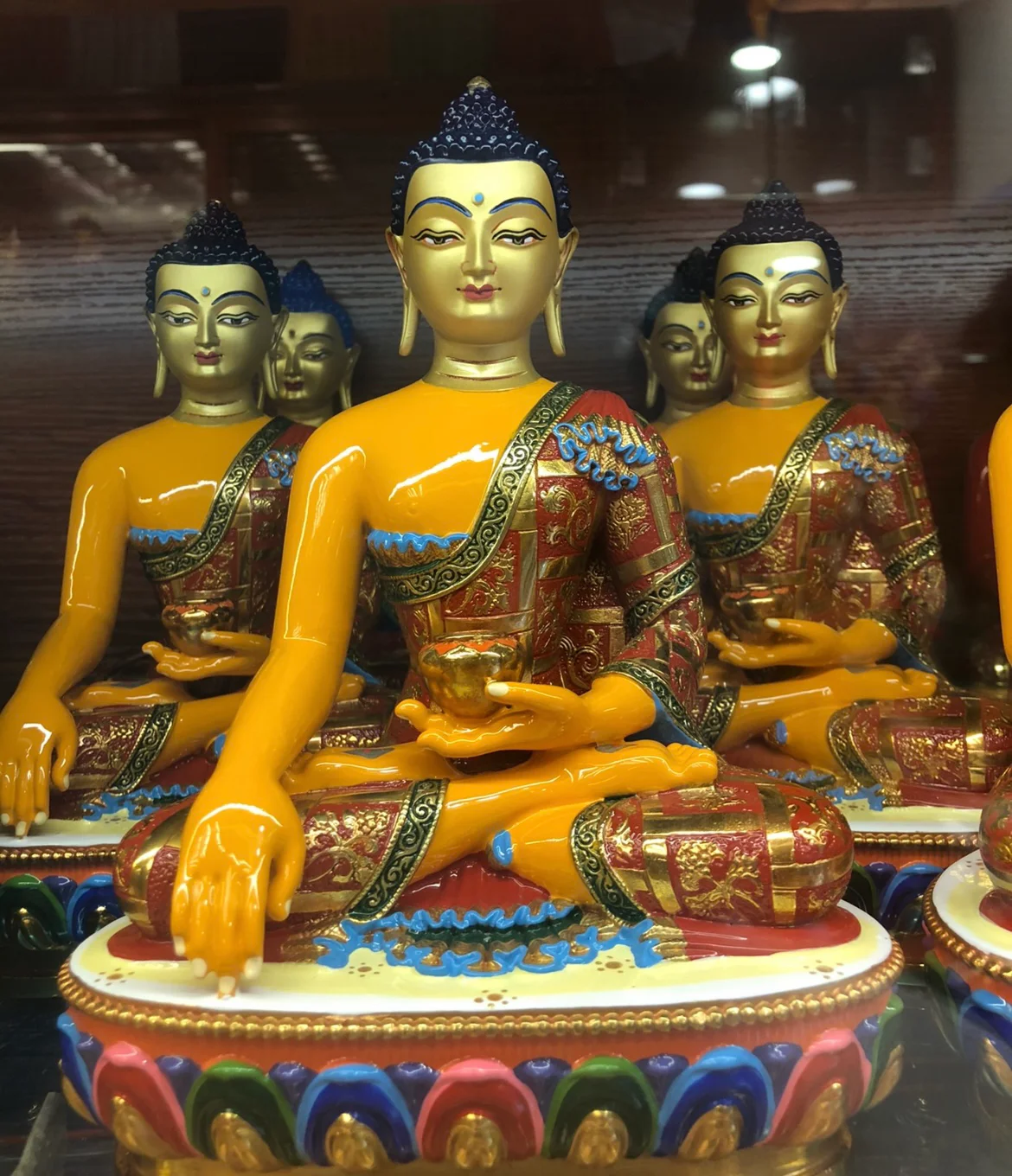 31cm large Buddhism TOP grade color Painted copper almighty Shakyamuni Buddha statue HOME Temple Worship efficacious protection
