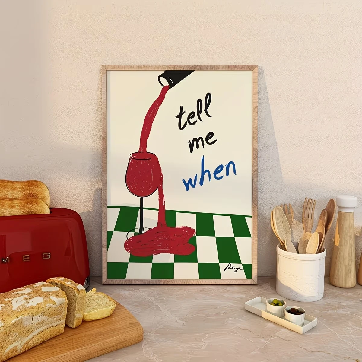 Modern  "Tell Me When" Retro Wine Wall Art Print Canvas Painting Poster Picture For Living Room,Bedroom Home Decor