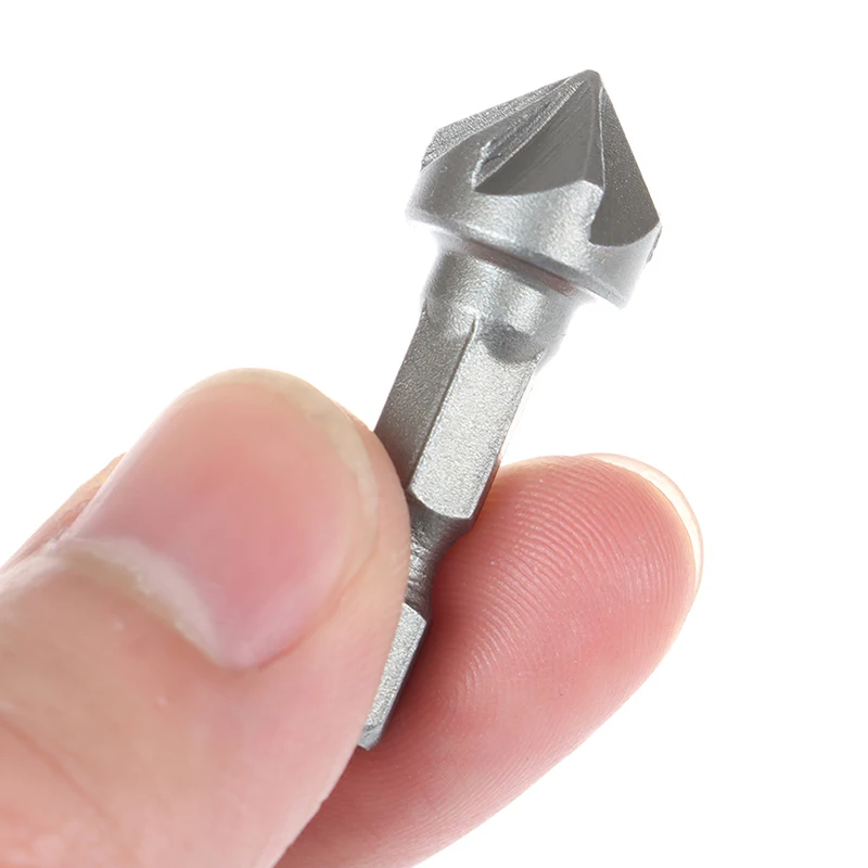 6 Flute Countersink Drill Bit Chamfer Cutting Woodworking Tool Hexagon Handle