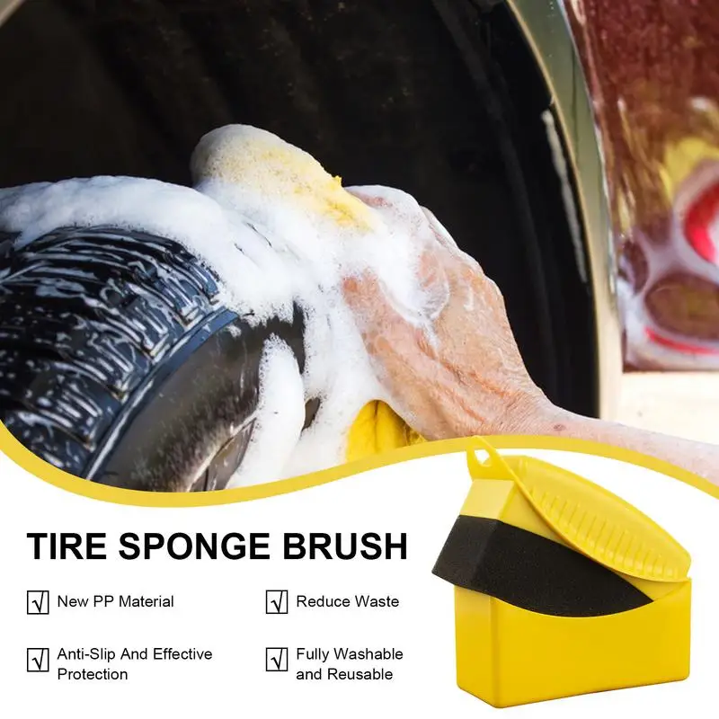 Tire Foam Sponge Tire Dressing Brush Sponge Washing Tire Tyre Wheel Rim Trim Contour Detailing Dressing Shine Pad Sponge