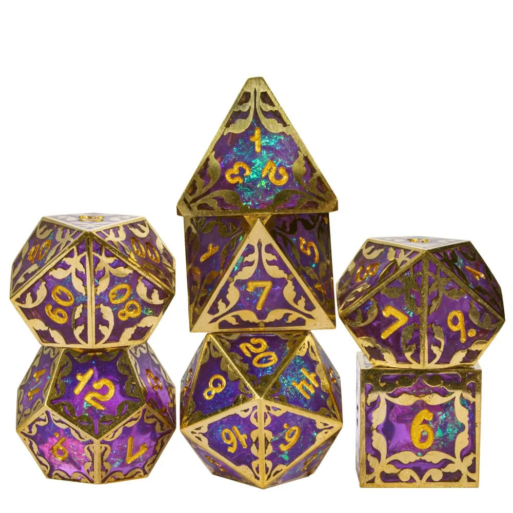 

Cusdie New Metal Frames Dice DND 7Pcs Exquisite Polyhedral Dice Set for Role Playing Game D&D Board Games Pathfinder Gift Box