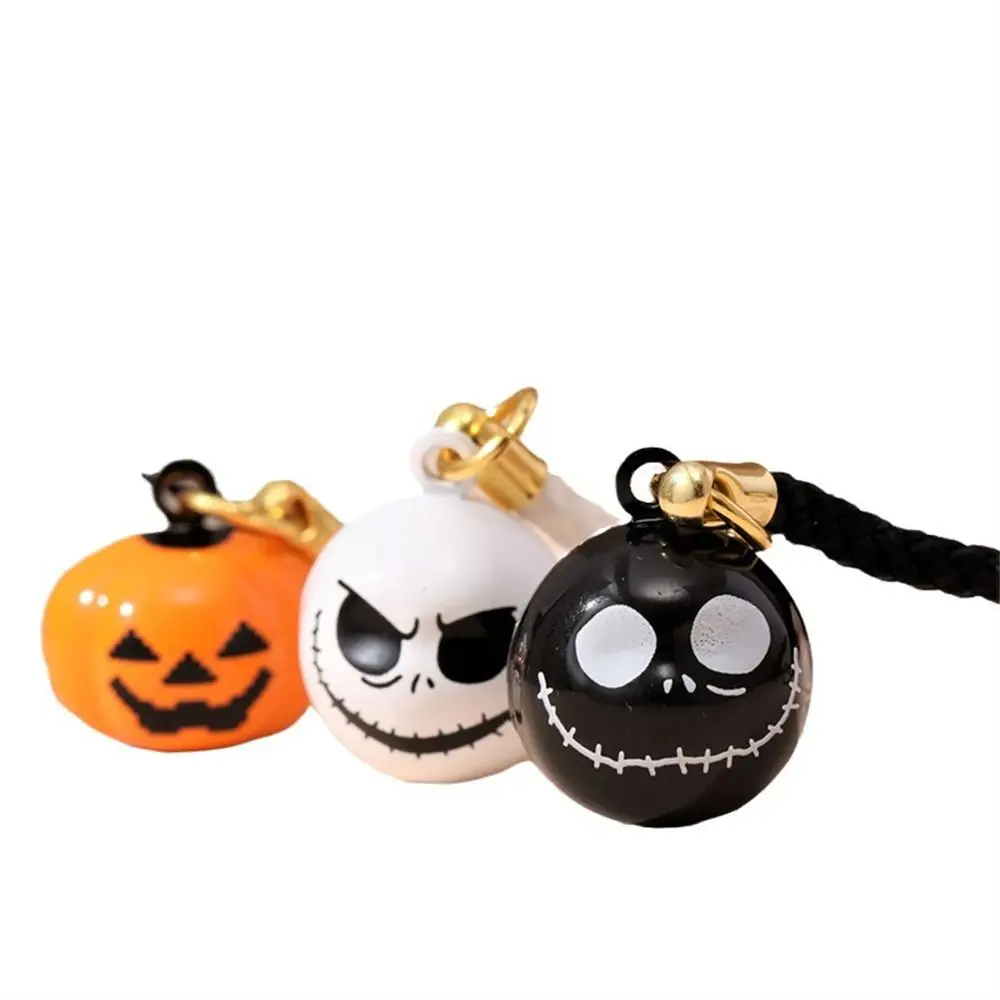 Halloween Phone Bell Straps Bell Pendant Phone Charm Mobile Phone Straps Ghost Face Cartoon Phone Lanyard for Keys