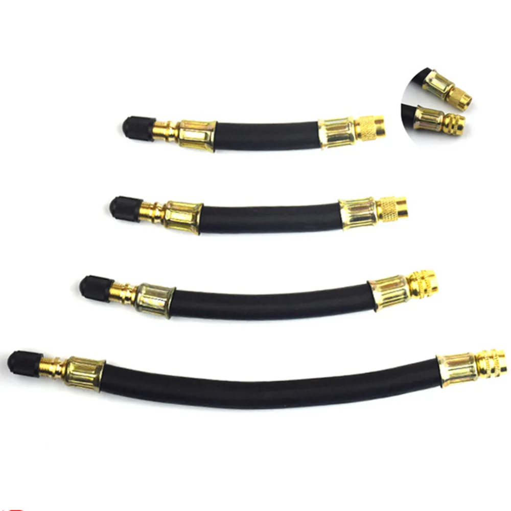 Extensión de válvula de neumático de goma de latón de Metal trenzado Flexible envuelto en malla de acero inoxidable, adaptador de coche de furgoneta