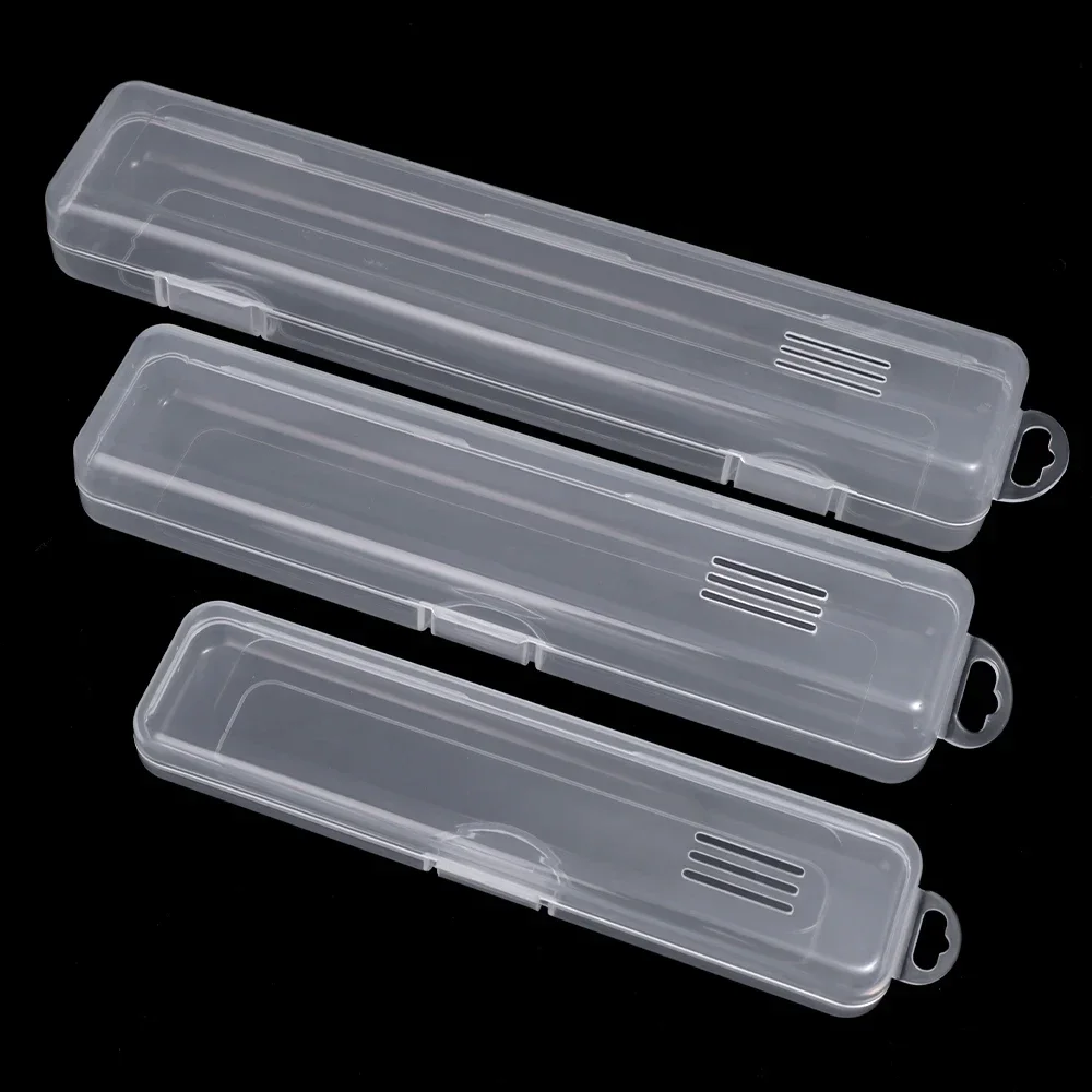 Portable Makeup Brush Storage Box Multiple Size Eyebrow Pencil Tableware Chopsticks Transparent with Cover Kitchen Accessories