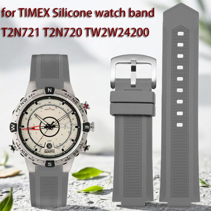 Convex silicone watch strap for Timex Tide Series t2n721 T2N720 TW2W24200 Outdoor sports Replace Wristbands 24x16mm Watch band