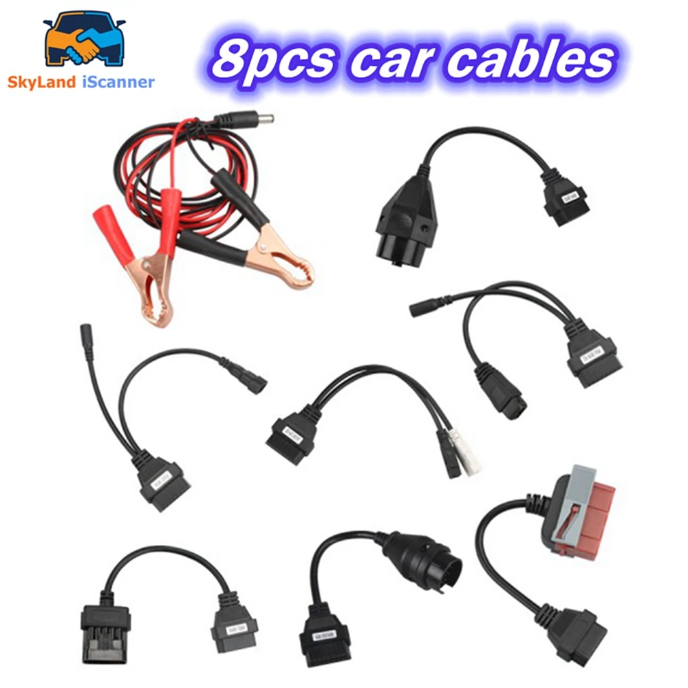 8PCS Full Set 8 Cables For Car OBD OBD2 Diagnostic Connector Car Cables Kit Super practical Full Pins Activated Cables Adapters
