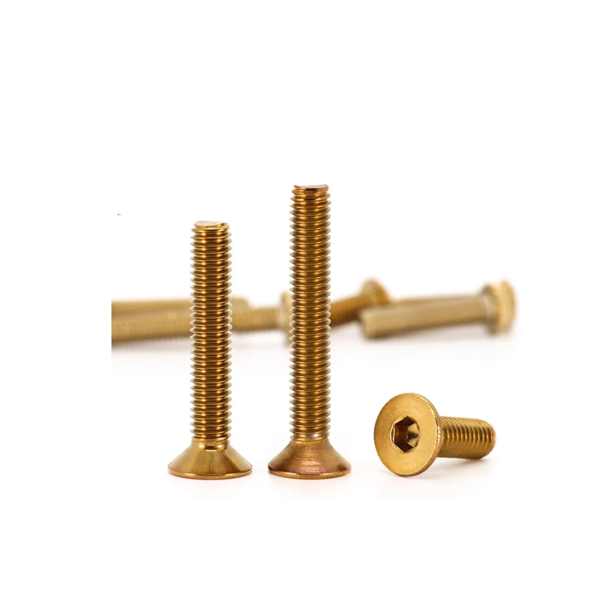 304 Stainless Steel Countersunk Hexagonal Steering Wheel Screw / Titanium Gold Fixing Bolt