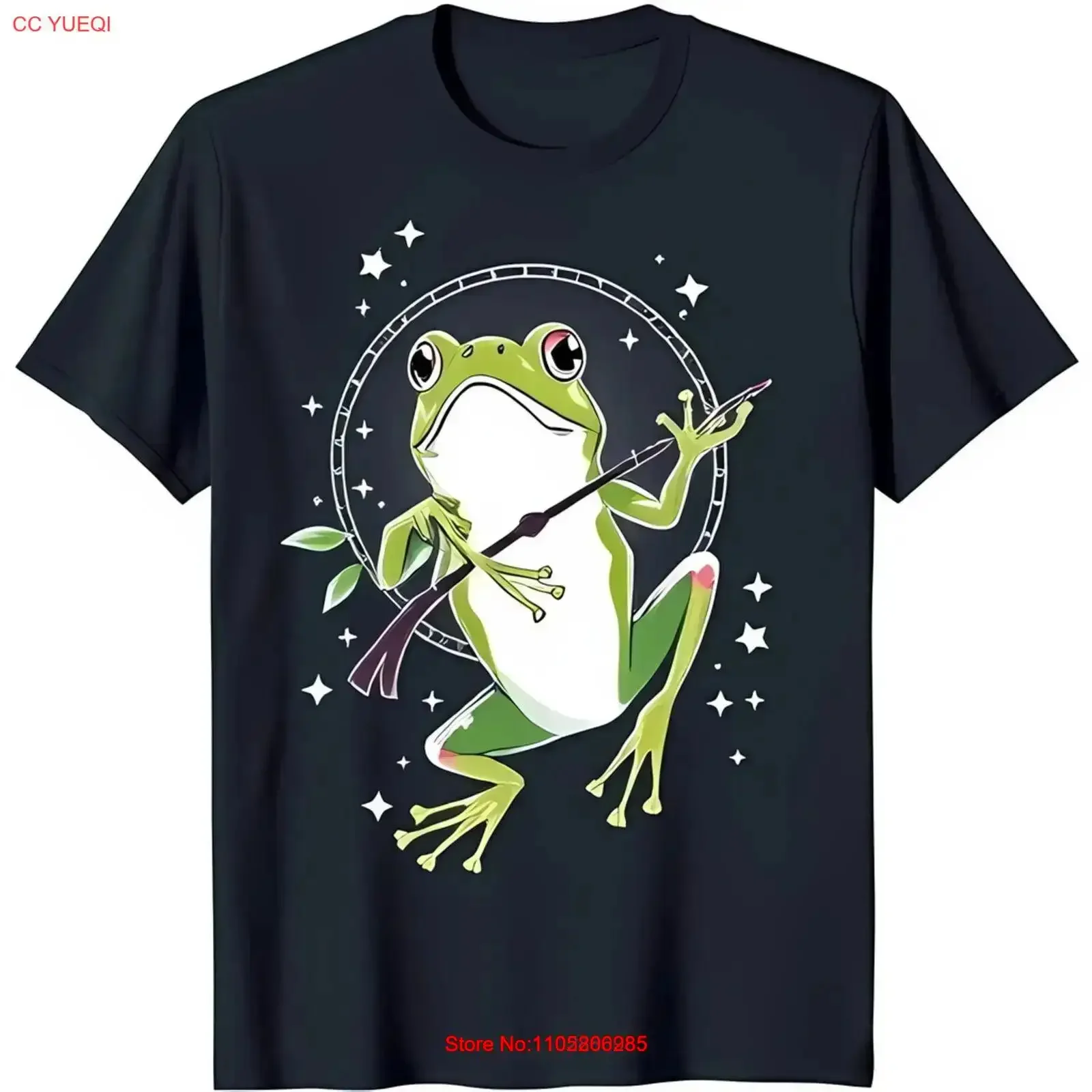 

Cool Black T Shirt with Green Playing Starry Circle vintage Washed Breathable Comfortable Stylish Top For Everyday Wear