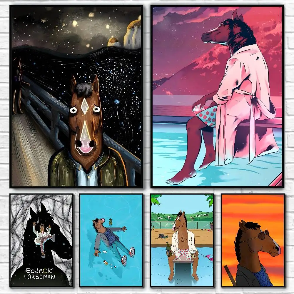 Funny Cartoon TV B-BoJack Anime H-Horseman Manga Posters Fancy Wall Sticker for Living Room Bar Decoration Wall Decor