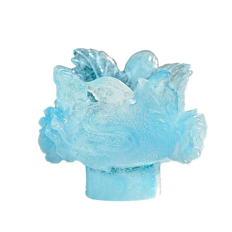

Color powder burning glazed peony flower high-footed candle holder Buddha incense candle base