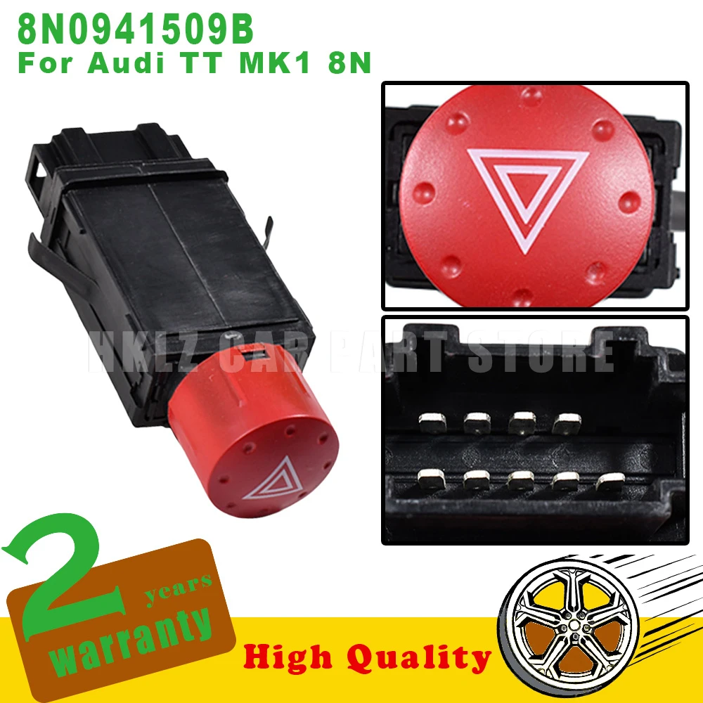 1 Pc New Part Number 8N0941509B Emergency Hazard Warning Light Switch Button 9 Pins For Audi TT MK1 8N Car Accessories