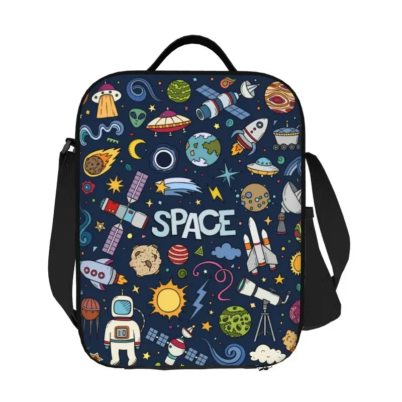 Space Universe Sun Planet Resuable Lunch Boxes for Waterproof Astronaut Spaceship Thermal Cooler Food Insulated Lunch Bag Kids