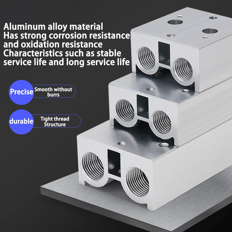 Detalhe 2 de Válvula solenoide Pneumatic Manifold Solenoid Valve Base 3V Series Suitable for: 3V210/3V220/3V230 3V200M-1F 2F 3F 4F 5F 6F 7F 8F 10F 12F Pneumática