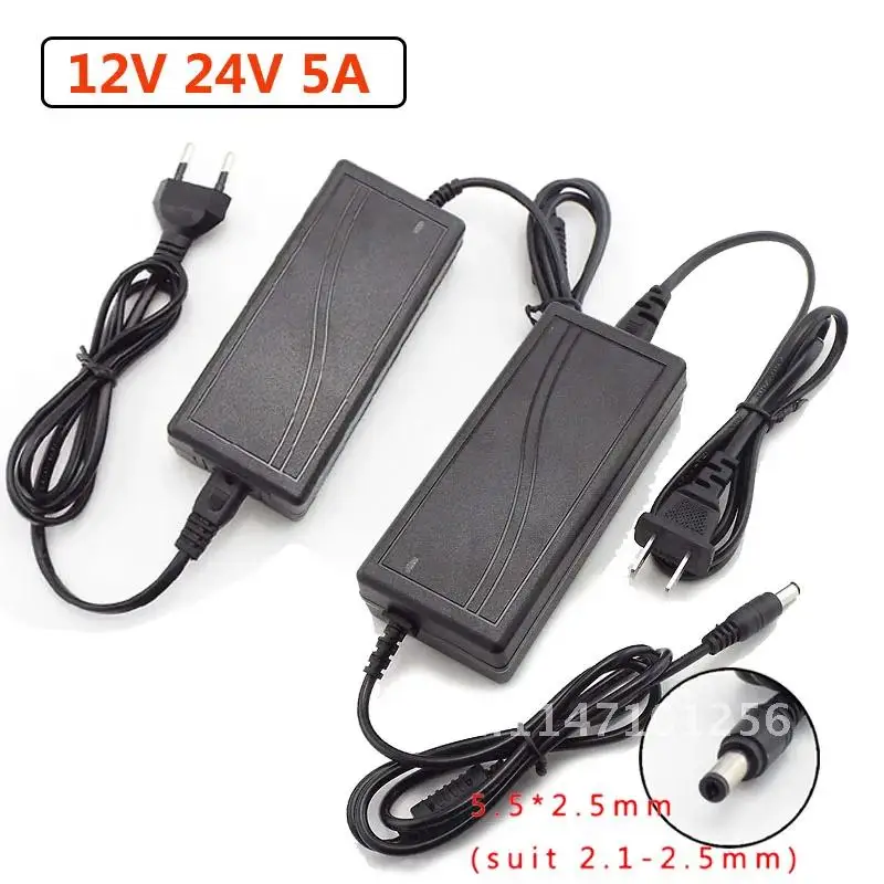 

AC 100-240V to DC 12V 24V 5A Power Adapter Universal Transformer US EU Charger Adaptor Supply For LED Light Strip CCTV Camera C1