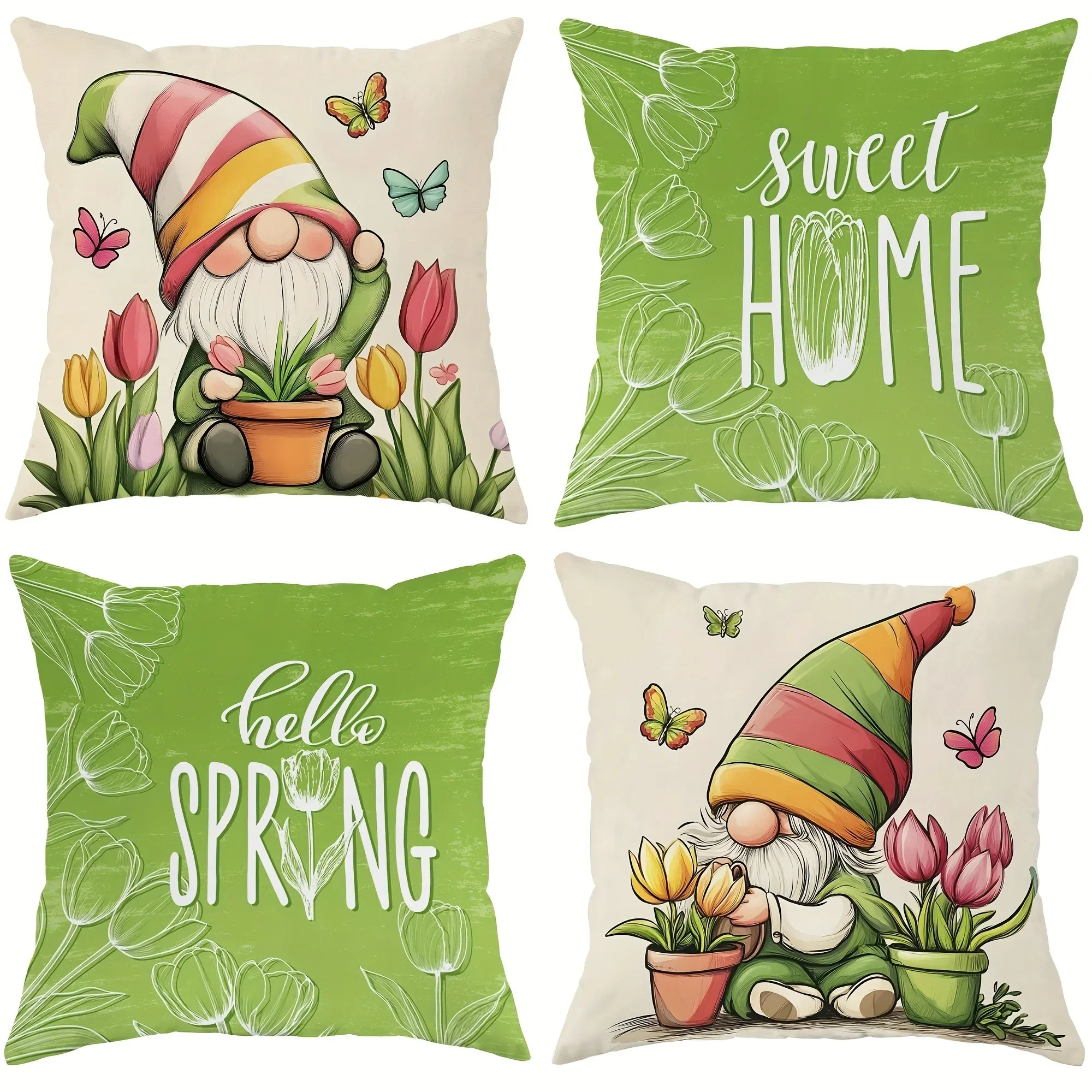 Nordic Dwarf Flower Pattern Home Decor Pillowcase Bedroom Living Room Sofa Decoration Polyester Cushion Cover With Zipper