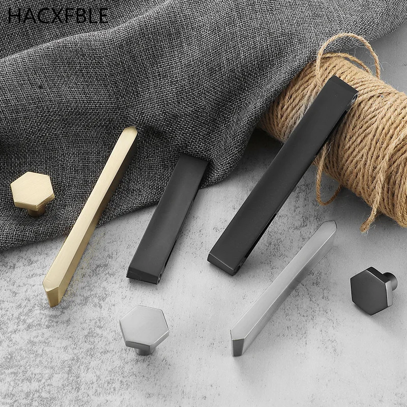 Minimalist Furniture Handles Golden Kitchen Cabinet Handles Zinc Alloy Kitchen Handles Gray Drawer Knobs Silver Wardrobe Pulls