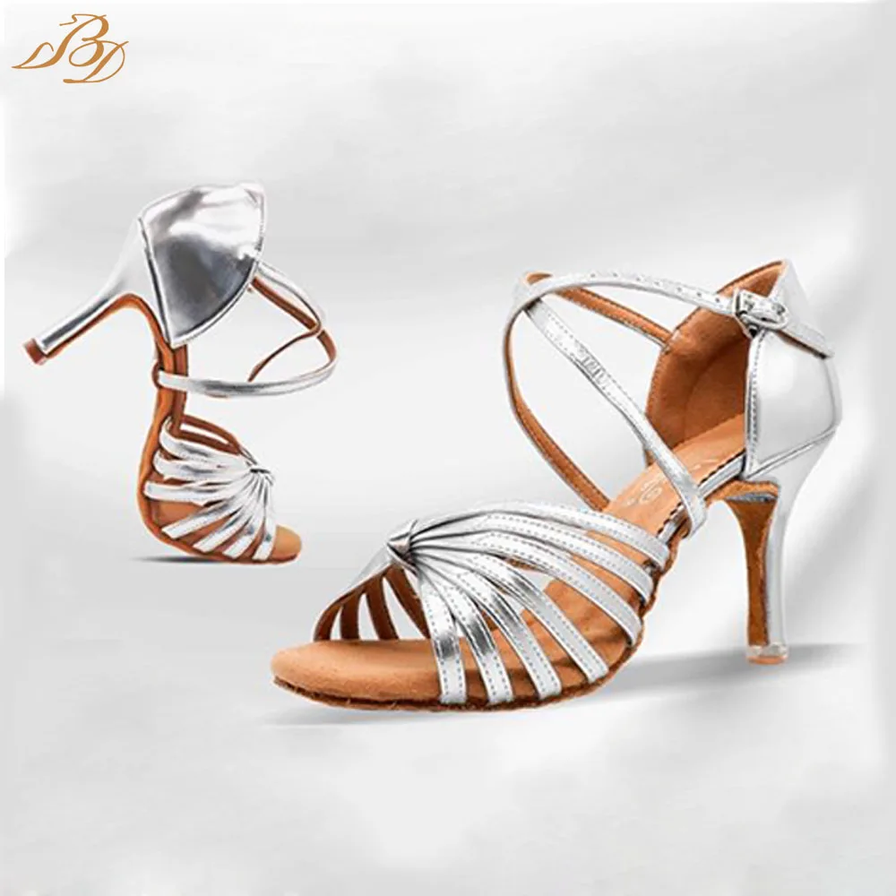 Betty Latin Dance Authentic Adult Women's Soft Bottom Dance Professional High Heels National Standard Practice Dance Shoes 2398