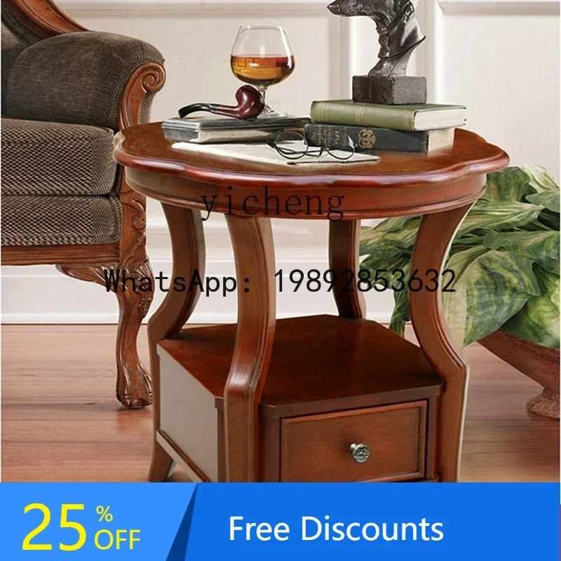 

solid wood small tea table, living room sofa corner few simple retro small coffee table phone table
