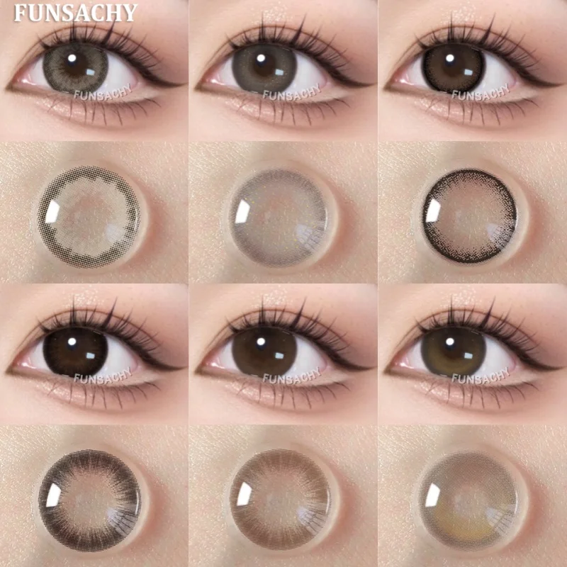 FUNSACHY 1 Paar natürliche braun-graue Kontaktlinsen für Augen, modische koreanische Augen-Make-up-Kontakte, schöne jährliche Kosmetik für Schüler