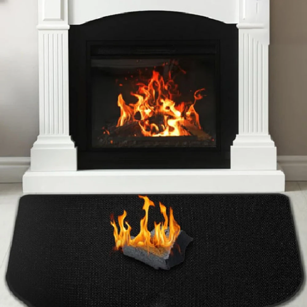 Half Circle Fireplace Carpet, Silicone Fireproof Fireplace Insulation Floor Mat  Hearth Rugs Flame Retardant Protection Floor