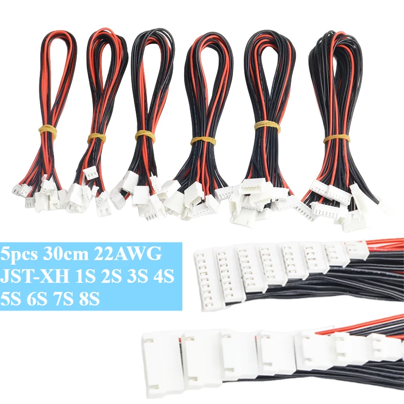 5 stücke 30 cm 22AWG JST-XH 1S 2S 3S 4S 5S 6S 7S 8S Lipo Balance Draht Verlängerung Ladekabel Blei Kabel für RC Lipo Batterie Ladegerät