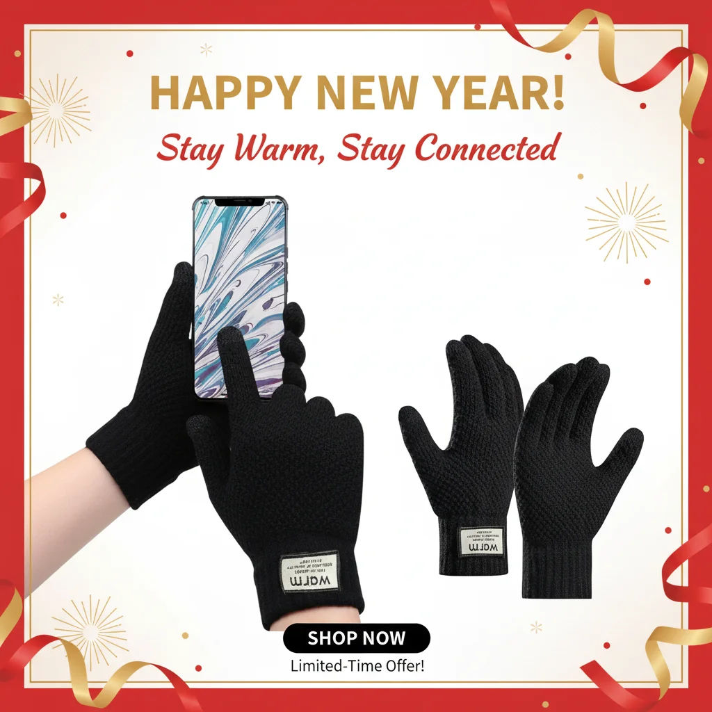 Thermal Winter Gloves for Men Thickened Warm Windproof Fleece Lined Anti-Slip Touch Screen Cycling Skiing Outdoor Sports