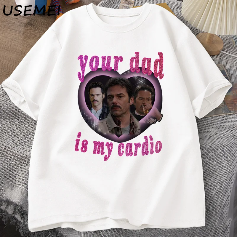 Your Dad Is My Cardio Tshirt Daddy Swan Tee Shirt Men Women Graphic Printed T-shirt Crewneck Loose Tops Fashion Clothes