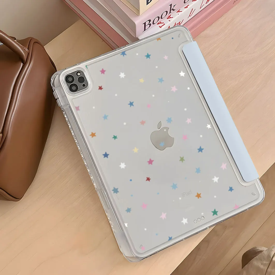 Minimalist Korean INS Blue Grid Star For iPad Pro 13 11 M5 M4 M3 M2 Air 3 2 1 11th A16 12.9'' 10 9 8 5 Th Mini 7 6 5 4 7.9