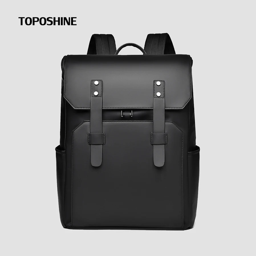 

Toposhine Belts Decoration Men Backpack Business Casual Travel Backpack Male Waterproof Oxford Rucksack 13-15.6 Inch Laptop Bags