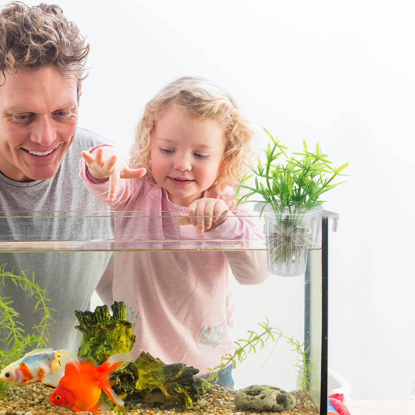 

2pcs Aquarium Plant Pot Hanging Acrylic Planter Fish Tank Decorations Aquatic Plant Holder Round Shape Water Cultivation