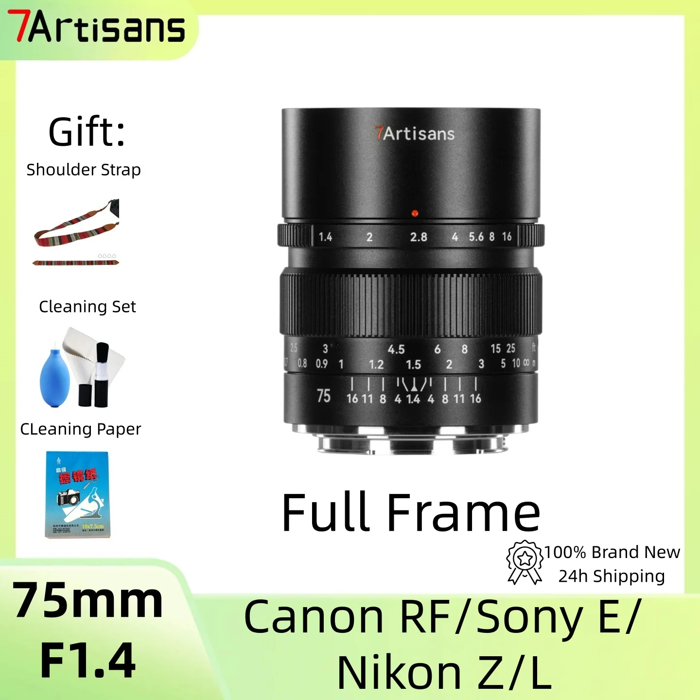 7Artisans 75mm f1.4 Full Frame  Large Aperture Manual Focus Lens For Sony E Nikon Z Canon RF L-mount a7c a7m3 z5 z6 EOSR10 SL2