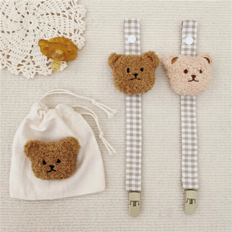 1PCS Cute Bear Baby Pacifier Clip Chain Dummy Holder Soother Pacifier Clips Strap Nipple Holder Infant Feeding Babies Accessorie