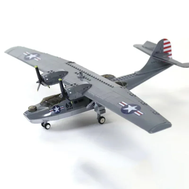 Construction toys 364Pcs Military Consolidted PBY 5A Catalina Building Blocks Airplane Bricks Aircraft Weapon Plane for Children