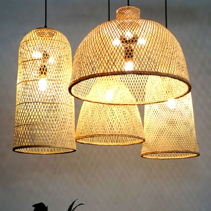 

Modern New Chinese Handmade Bamboo Chandelier Bird's Nest Lampshade Hotel Bed and Breakfast Walkway LED Home Lamp