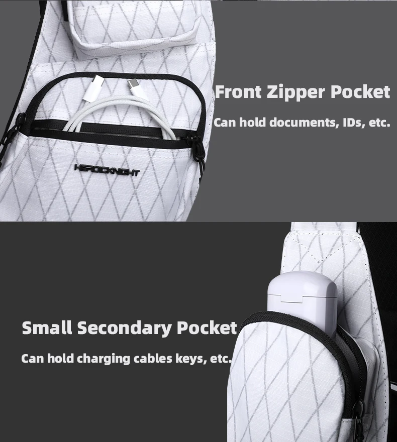 HK Modische, leichte Umhängetasche, hochwertige, wasserdichte X-Pac Herren-Brusttasche, Schultertasche für Pendler, Radfahrer und Reisende – Detail 9