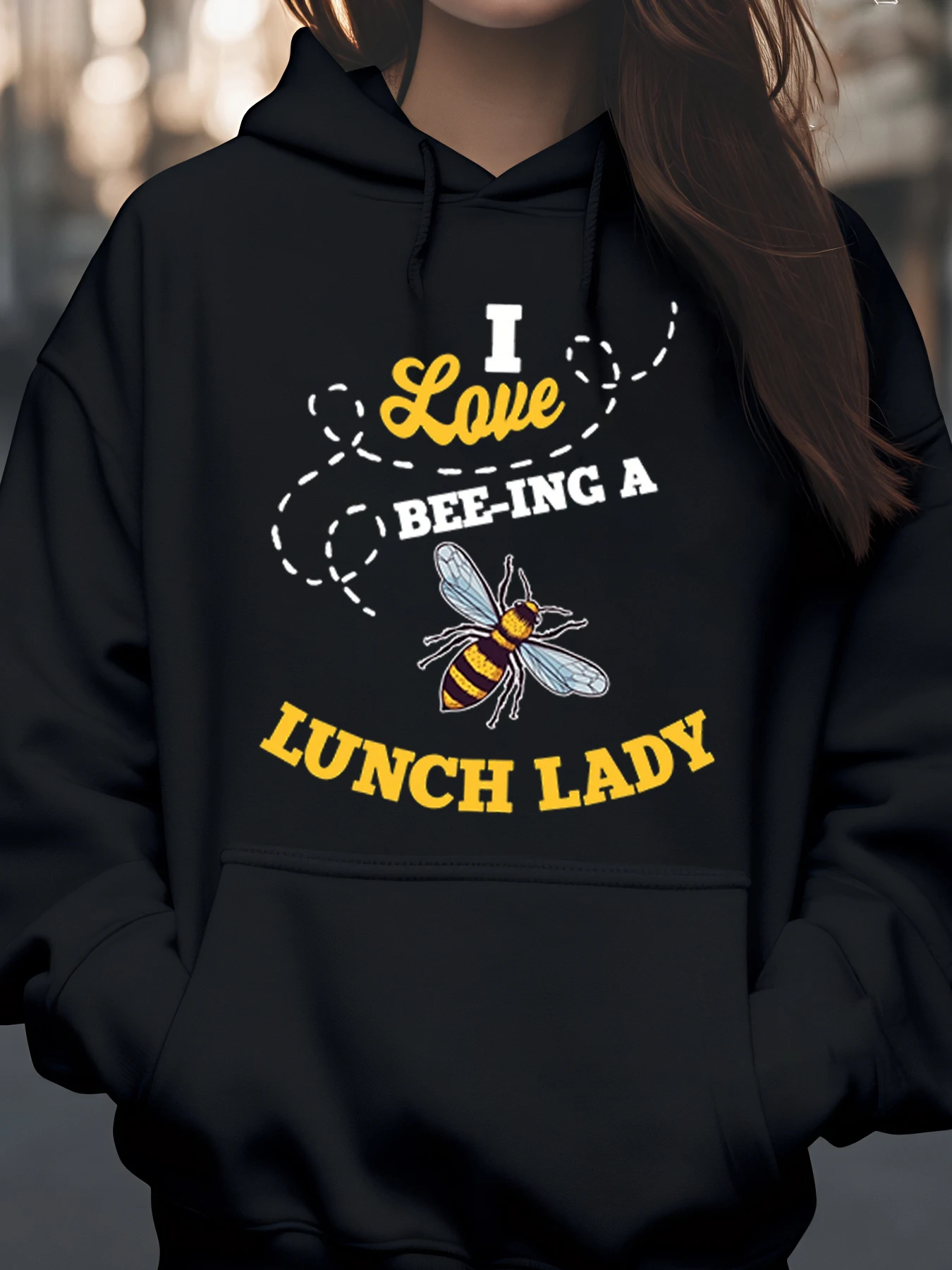 

Толстовка с принтом Bee Love Lunch Lady, костюм на Хэллоуин, подарок для школьного персонала для женщин