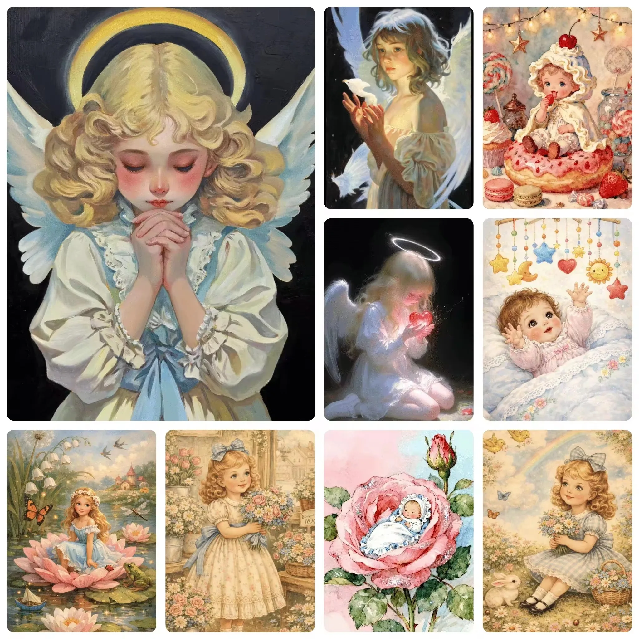 Vintage Angel Floral Little Lass Sweet Jigsaw Puzzles 500/1000/1200/2000PCS Handmade Art Exquisite Home Decor Gift No Frame