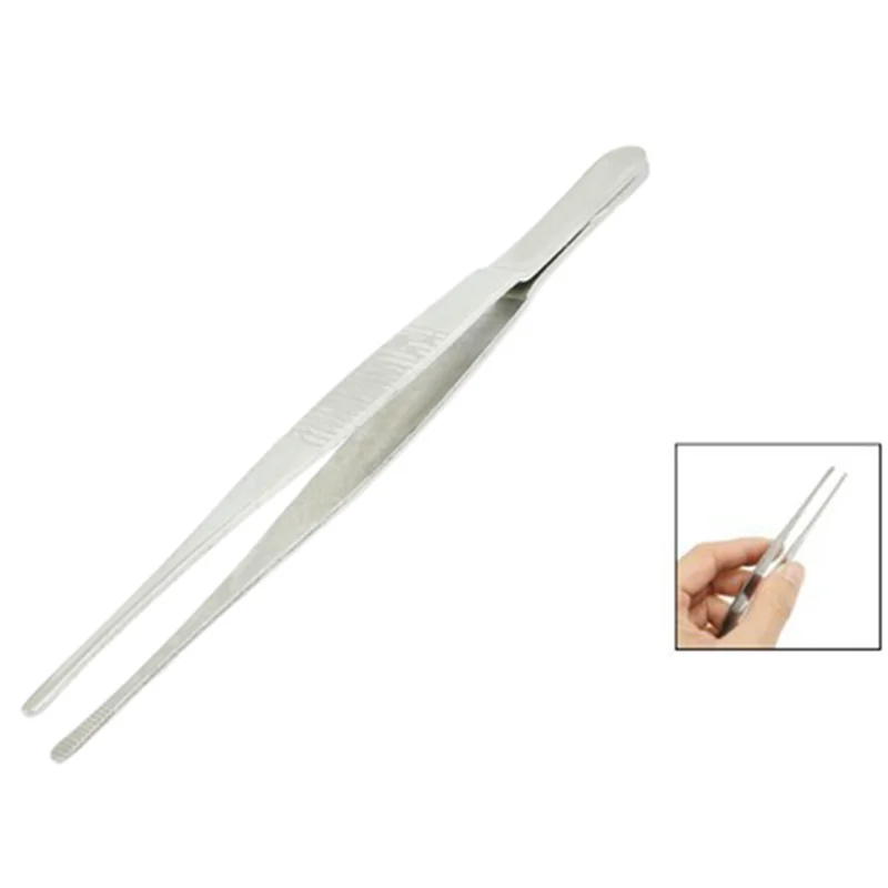 

A96I-3Pcs 5.5 Inch Long Silver Tone Stainless Steel Round Tip Tweezers
